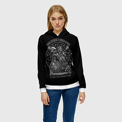 Толстовка-худи женская Сила предков в нашей крови - воин, цвет: 3D-белый — фото 2