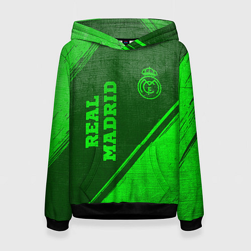 Женская толстовка Real Madrid - green gradient вертикально / 3D-Черный – фото 1