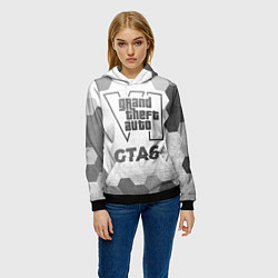 Толстовка-худи женская GTA6 - white gradient, цвет: 3D-черный — фото 2