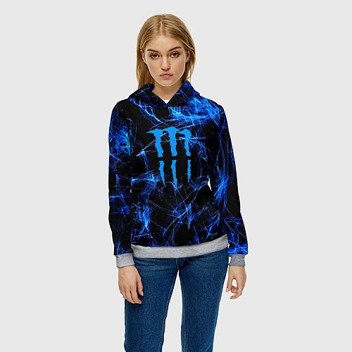 Женская толстовка Monster energy искры дымы / 3D-Меланж – фото 3