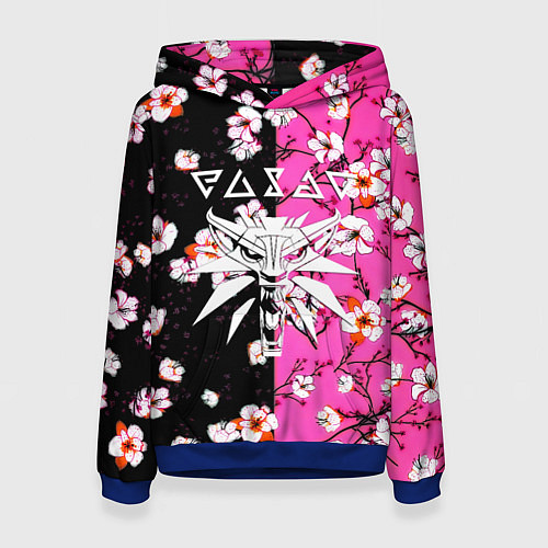 Женская толстовка Ведьмак паттерн сакура / 3D-Синий – фото 1