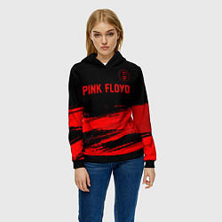 Толстовка-худи женская Pink Floyd - red gradient посередине, цвет: 3D-черный — фото 2