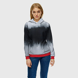 Толстовка-худи женская Разводы черной краски, цвет: 3D-красный — фото 2