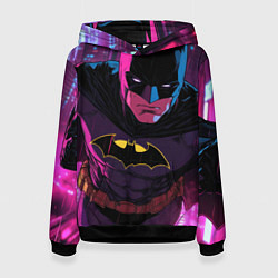 Толстовка-худи женская Бэтмен в фиолетовом свете, цвет: 3D-черный