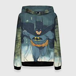 Толстовка-худи женская Бэтмен старый стиль, цвет: 3D-черный