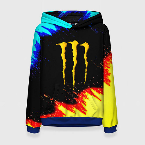 Женская толстовка Monster energy огненные краски / 3D-Синий – фото 1