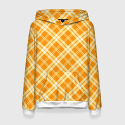 Толстовка-худи женская Жёлтый крупная клетка, цвет: 3D-белый