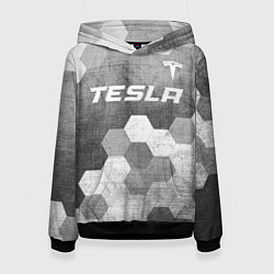 Толстовка-худи женская Tesla - grey gradient посередине, цвет: 3D-черный