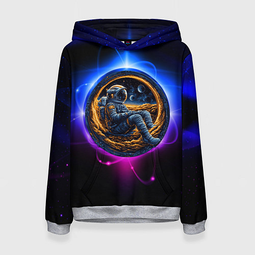 Женская толстовка Космонавт в луне / 3D-Меланж – фото 1