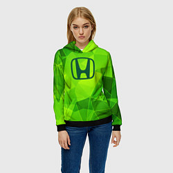 Толстовка-худи женская Honda green poly, цвет: 3D-черный — фото 2