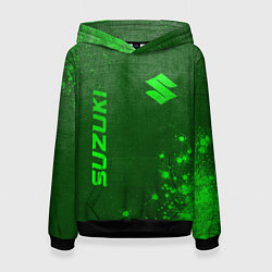 Толстовка-худи женская Suzuki - green gradient вертикально, цвет: 3D-черный