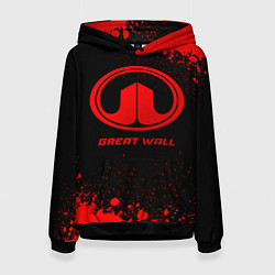 Толстовка-худи женская Great Wall - red gradient, цвет: 3D-черный