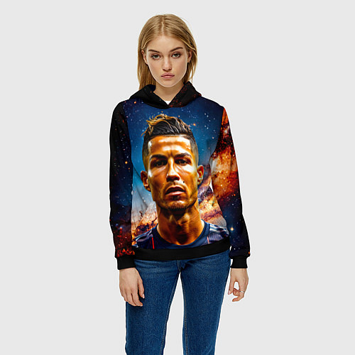 Женская толстовка Криштиану Роналду в космосе / 3D-Черный – фото 3