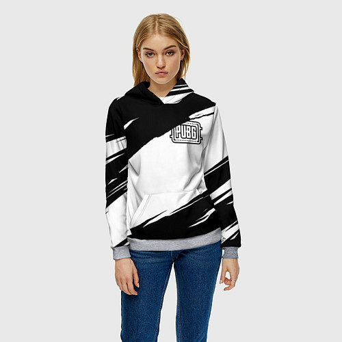 Женская толстовка PUBG черно белые краски / 3D-Меланж – фото 3