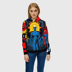 Толстовка-худи женская Ретро фантастика, цвет: 3D-черный — фото 2