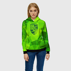 Толстовка-худи женская Porsche green poly, цвет: 3D-черный — фото 2