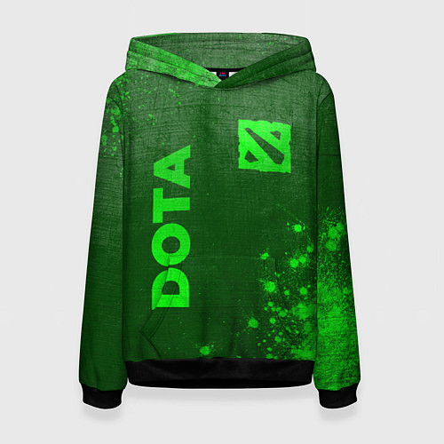 Женская толстовка Dota - green gradient вертикально / 3D-Черный – фото 1