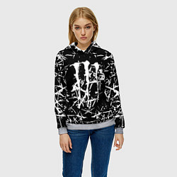 Толстовка-худи женская Monster energy белые штрихи краско, цвет: 3D-меланж — фото 2