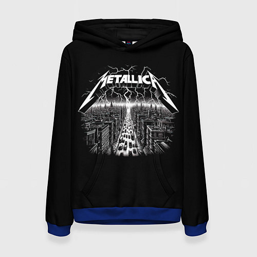 Женская толстовка Metallica - lightnings in metropolis / 3D-Синий – фото 1