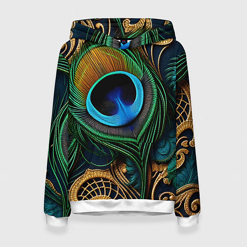 Женская толстовка Узоры и перья павлина / 3D-Белый – фото 1