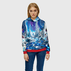 Толстовка-худи женская Космический фантастический пейзаж, цвет: 3D-красный — фото 2