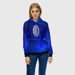 Толстовка-худи женская AC Milan blue poly, цвет: 3D-черный — фото 2