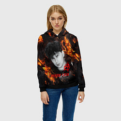 Толстовка-худи женская Сектор газа огненный фон, цвет: 3D-черный — фото 2