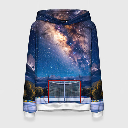 Женская толстовка Хоккейные ворота в ночи / 3D-Белый – фото 1