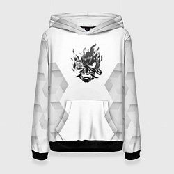 Толстовка-худи женская Cyberpunk 2077 white poly, цвет: 3D-черный