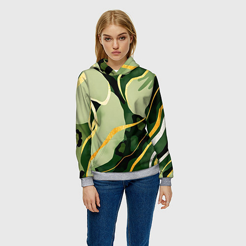 Женская толстовка Зеленый природный паттерн / 3D-Меланж – фото 3