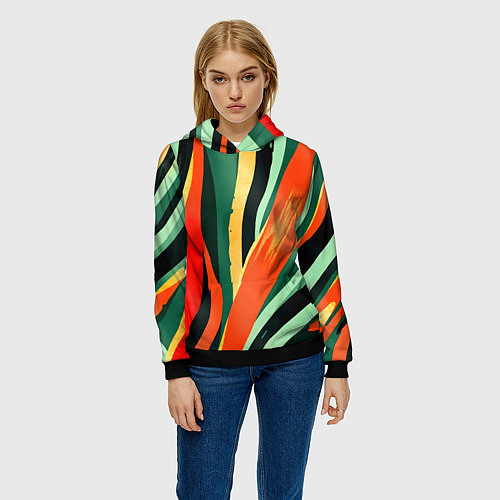 Женская толстовка Тропическая жаркая абстракция / 3D-Черный – фото 3