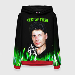 Толстовка-худи женская Сектор газа зеленый огонь, цвет: 3D-красный