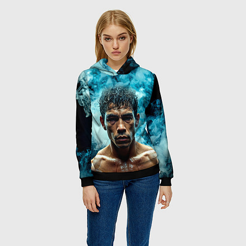 Женская толстовка Артуро Гатти в дыму / 3D-Черный – фото 3