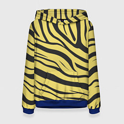 Толстовка-худи женская Светлый тигровый паттерн, цвет: 3D-синий
