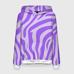 Толстовка-худи женская Лавандовый тигровый паттерн, цвет: 3D-белый