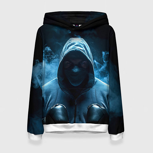 Женская толстовка Боксер в дыму / 3D-Белый – фото 1