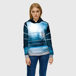 Толстовка-худи женская Ринг в тумане, цвет: 3D-меланж — фото 2