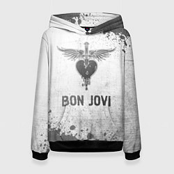 Толстовка-худи женская Bon Jovi - white gradient, цвет: 3D-черный