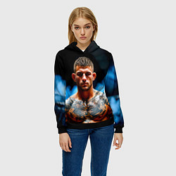 Толстовка-худи женская Дастин Порье в дыму, цвет: 3D-черный — фото 2