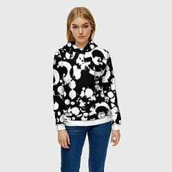 Толстовка-худи женская Модная чб абстракция - нейроарт, цвет: 3D-белый — фото 2