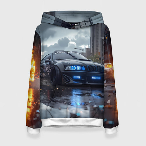 Женская толстовка BMW синие фары дождливая погода / 3D-Белый – фото 1