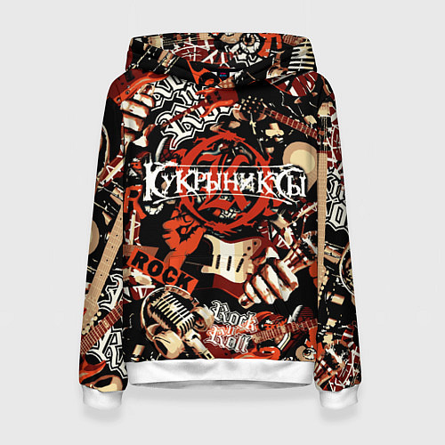 Женская толстовка Кукрыниксы на фоне электрогитар / 3D-Белый – фото 1