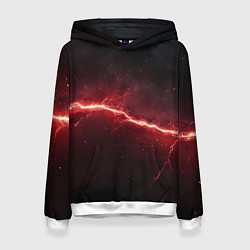 Толстовка-худи женская Красная линия - молния, цвет: 3D-белый