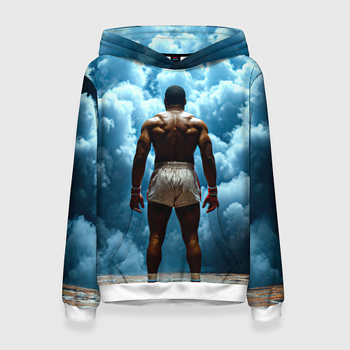 Женская толстовка Мухаммед Али в синем дыму / 3D-Белый – фото 1