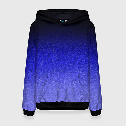 Женская толстовка Градиент индиго из чёрно в синий текстура крошка / 3D-Черный – фото 1
