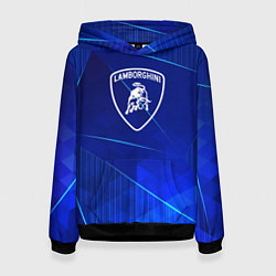 Толстовка-худи женская Lamborghini blue poly, цвет: 3D-черный