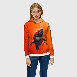 Толстовка-худи женская Кибернетическая акула, цвет: 3D-белый — фото 2