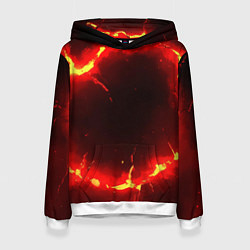 Толстовка-худи женская Красный круг из огня текстура, цвет: 3D-белый