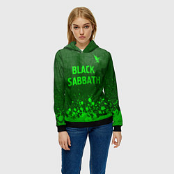 Толстовка-худи женская Black Sabbath - green gradient посередине, цвет: 3D-черный — фото 2