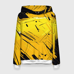 Толстовка-худи женская Желтая краска на черном фоне, цвет: 3D-белый